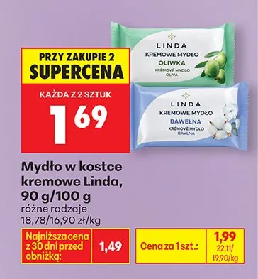 Mydło w kostce kremowe Linda promocja w Biedronka