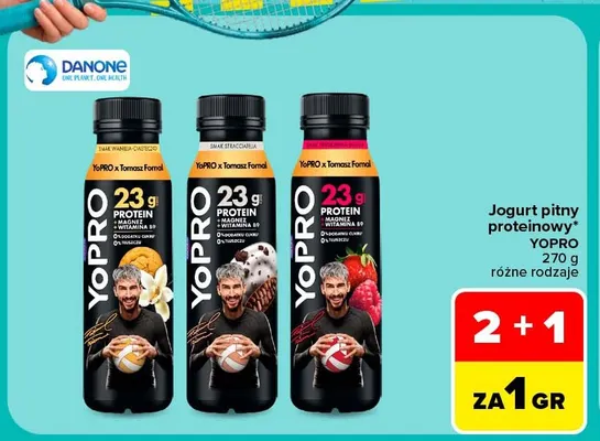 Jogurt pitny proteinowy truskawka-malina YoPRO promocja w Carrefour