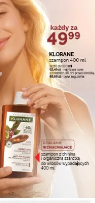 Szampon do włosów z chininą i organiczną szarotką Klorane promocja w Ziko Dermo