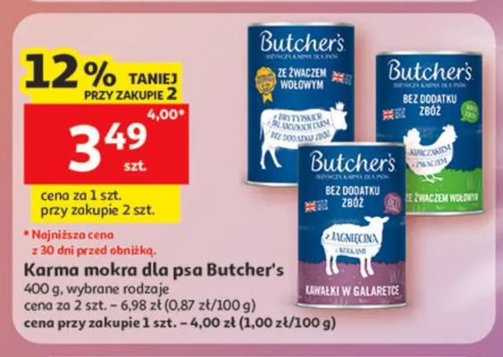 Karma mokra dla psa Butcher's promocja w Auchan