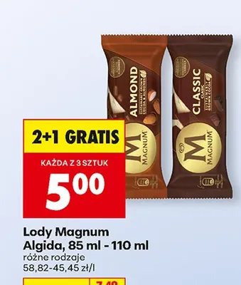 Lody Magnum 2+1 GRATIS promocja w Biedronka