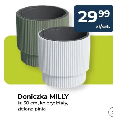 Doniczka MILLY śr. 30 cm, kolory: biały, zielona pinia promocja w PSB Mrówka
