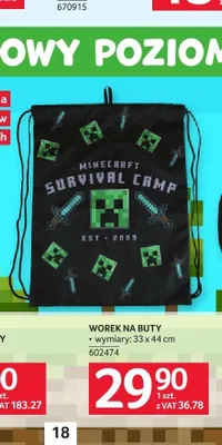 Worek na buty Minecraft promocja w Selgros
