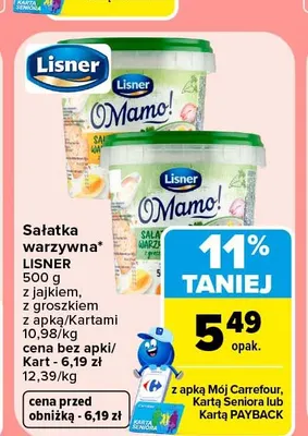 Sałatka warzywna z groszkiem Lisner promocja w Carrefour
