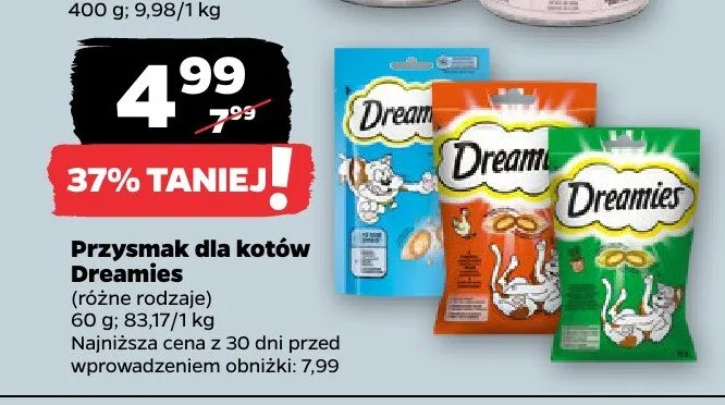 Przysmak dla kotów Dreamies z kaczką promocja w Netto