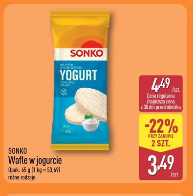 Wafle w jogurcie Sonko promocja w Aldi