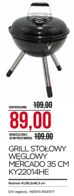 Grill stołowy węglowy Mercado 35cm KY22014HE 41/38,3/46,3cm promocja w Abra Meble