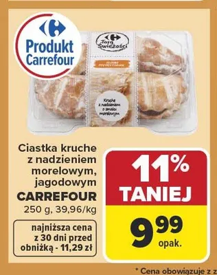 Ciastka kruche z nadzieniem morelowym Carrefour promocja w Carrefour Market