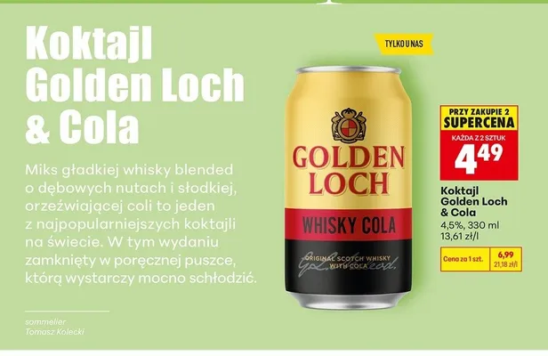 Koktajl Golden Loch & Cola promocja w Biedronka