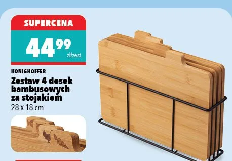 Zestaw 4 desek bambusowych ze stojakiem promocja w Biedronka Home
