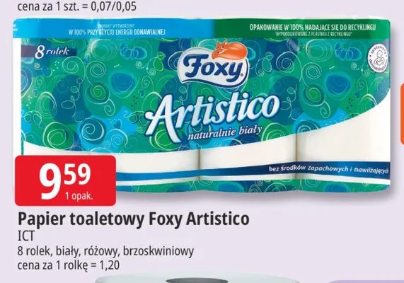 Papier toaletowy Foxy Artistico brzoskwiniowy promocja w Leclerc