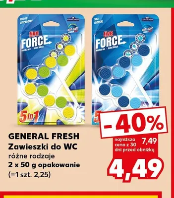 Zawieszki do WC Five Force morski 2-pak General Fresh promocja w Kaufland