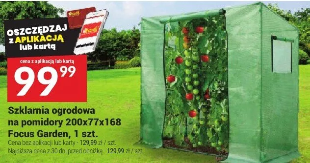 Szklarnia ogrodowa na pomidory 200x77x168 Focus Garden promocja w Twój Market