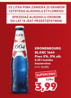 Piwo bezalkoholowe Kronenbourg Blanc 1664 promocja w Kaufland