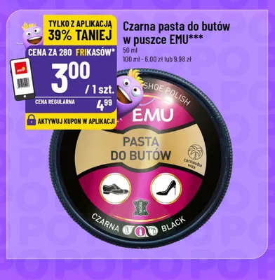 Czarna pasta do butów w puszce EMU promocja w POLOmarket