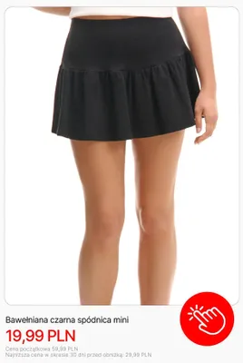 Spódnica mini bawełniana czarna Cropp promocja w Cropp