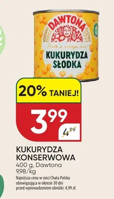 Kukurydza konserwowa słodka promocja w Chata Polska