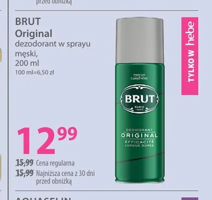 Dezodorant w sprayu męski Original Brut promocja w Hebe