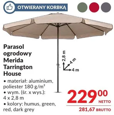 Parasol ogrodowy Merida Tarrington House promocja w Makro