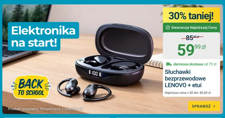 Słuchawki bezprzewodowe Lenovo + etui promocja w ERLI