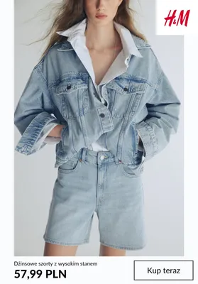 Szorty dżinsowe z wysokim stanem H&M promocja w H&M