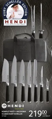 Komplet noży + akcesoria 9 części Kurt Scheller Hendi promocja w Selgros