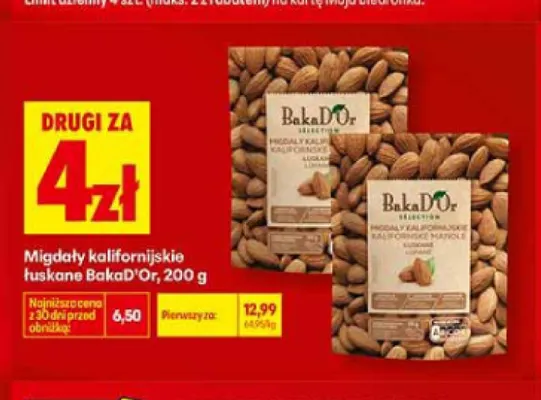 Migdały kalifornijskie łuskane BakaD'Or promocja w Biedronka