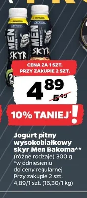 Jogurt pitny wysokobiałkowy skyr Men Bakoma promocja w Netto