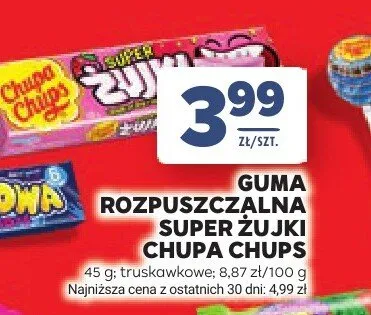 Guma rozpuszczalna Super Żujki Chupa Chups truskawkowe promocja w Stokrotka