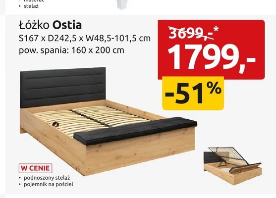 Łóżko Ostia promocja w Black Red White