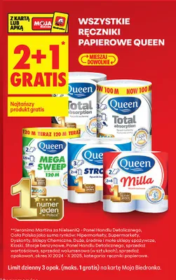 Wszystkie ręczniki papierowe Queen 2+1 GRATIS promocja w Biedronka