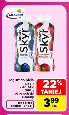 Jogurt do picia Skyr Łaciate truskawkowy promocja w Carrefour Market