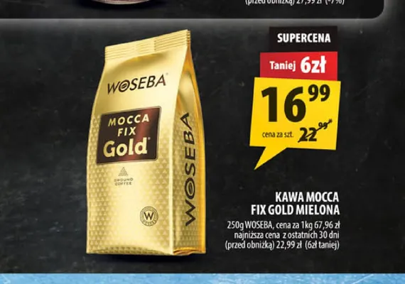 Kawa mielona Woseba Mocca Fix Gold promocja w Arhelan