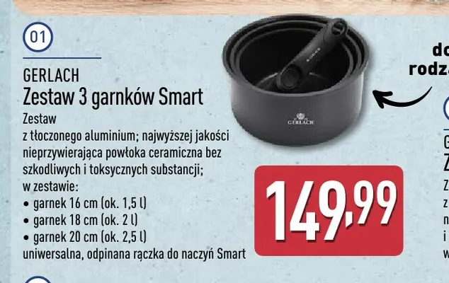 Zestaw 3 garnków Smart Gerlach promocja w Aldi