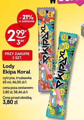 Lody Ekipa Koral cytryna promocja w Żabka