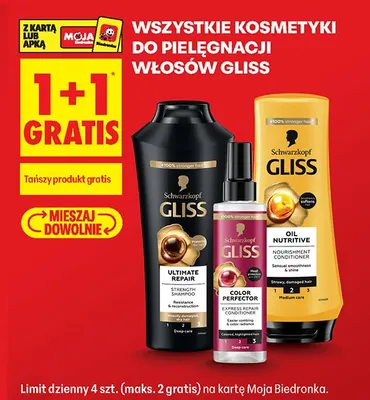 Kosmetyki do pielęgnacji włosów Gliss promocja w Biedronka
