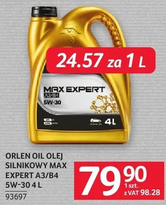 Olej silnikowy ORLEN OIL OLEJ SILNIKOWY MAX EXPERT A3/B4 5W-30 4 L promocja w Selgros