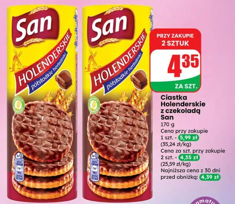 Ciastka holenderskie z czekoladą promocja w Dino