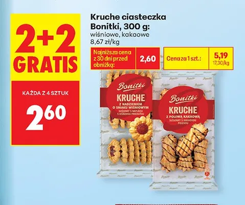Kruche ciasteczka Bonitki kakaowe promocja w Biedronka