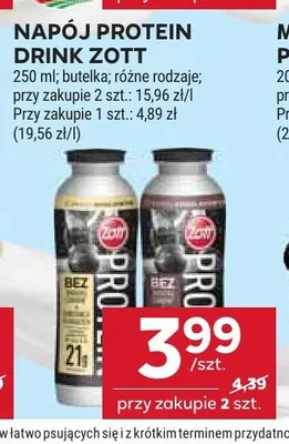 Napój proteinowy czekoladowy Zott Protein Drink promocja w Stokrotka