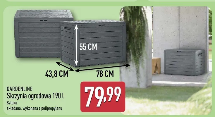 Skrzynia ogrodowa 190 l promocja w Aldi