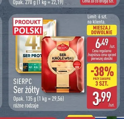 Ser żółty Proteinowy Sierpc promocja w Aldi