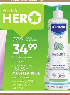 Delikatny żel do mycia Mustela Bébé promocja w Super-Pharm