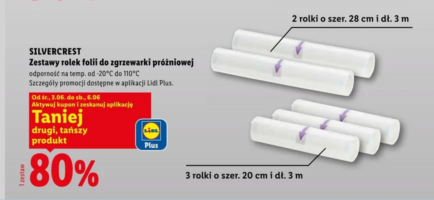 Zestawy rolek folii do zgrzewarki próżniowej 2 rolki o szer. 28cm i dł. 3m SILVERCREST promocja w Lidl