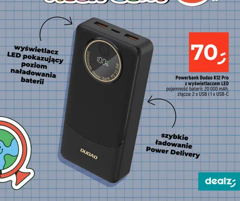 Powerbank Dudao K12 Pro promocja w Dealz