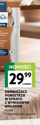 Odświeżacz powietrza w sprayu z wymiennym wkładem Glade Sandalwood & Jasmine promocja w Intermarche