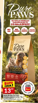 Karma dla kota Pure Paws wołowina z batatem sucha promocja w Twój Market