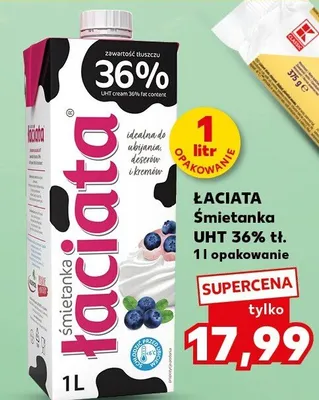 Mleko Łaciata śmietanka UHT 36% tł. promocja w Kaufland