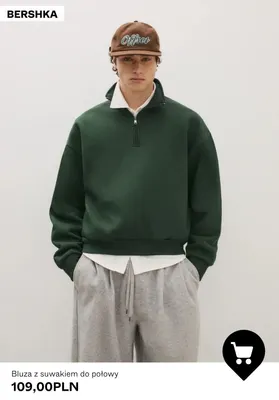Bluza z suwakiem do połowy Bershka promocja w Bershka