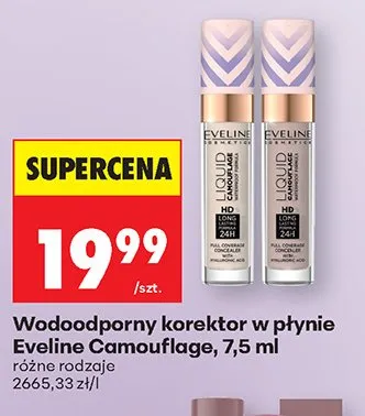 Wodoodporny korektor w płynie Eveline Camouflage 7,5ml promocja w Biedronka